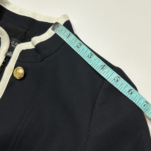 Talbots Military Peplum Jacket Womens 2P Black Gold Button Cotton Classic Preppy - Picture 14 of 15